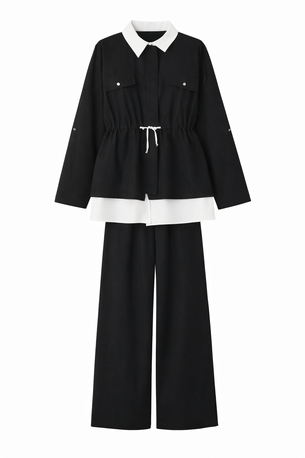 Black and White Linen Two-Colored Set with Extension