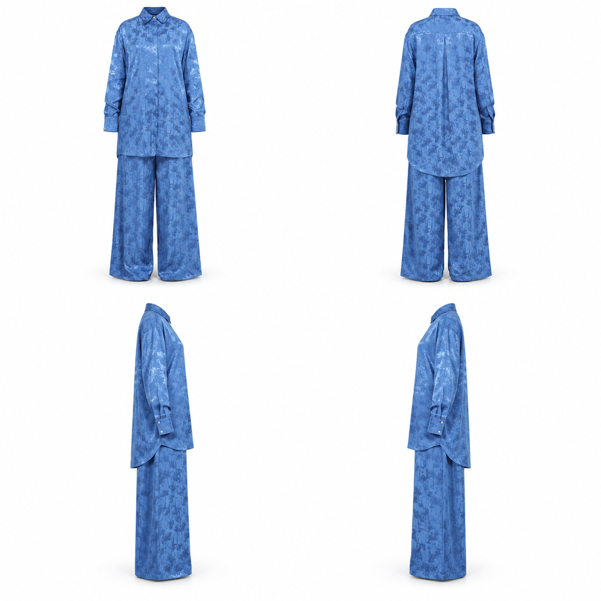 Blue Jacquard Hidden Buttons Set