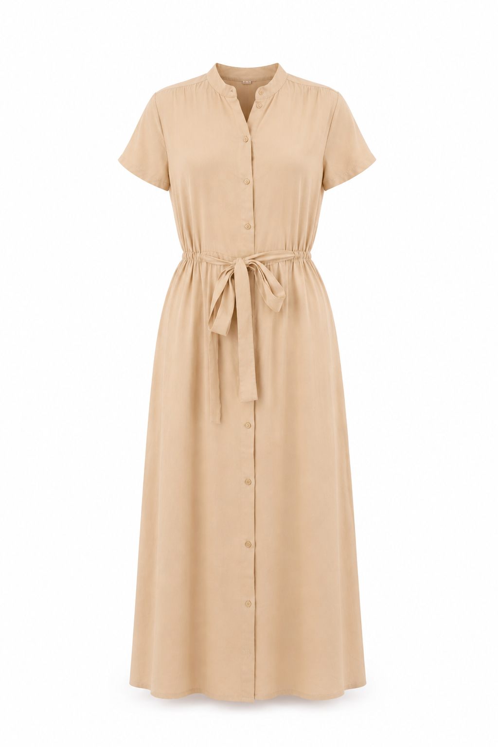 Beige Modal Long Vest with Elastic Waist