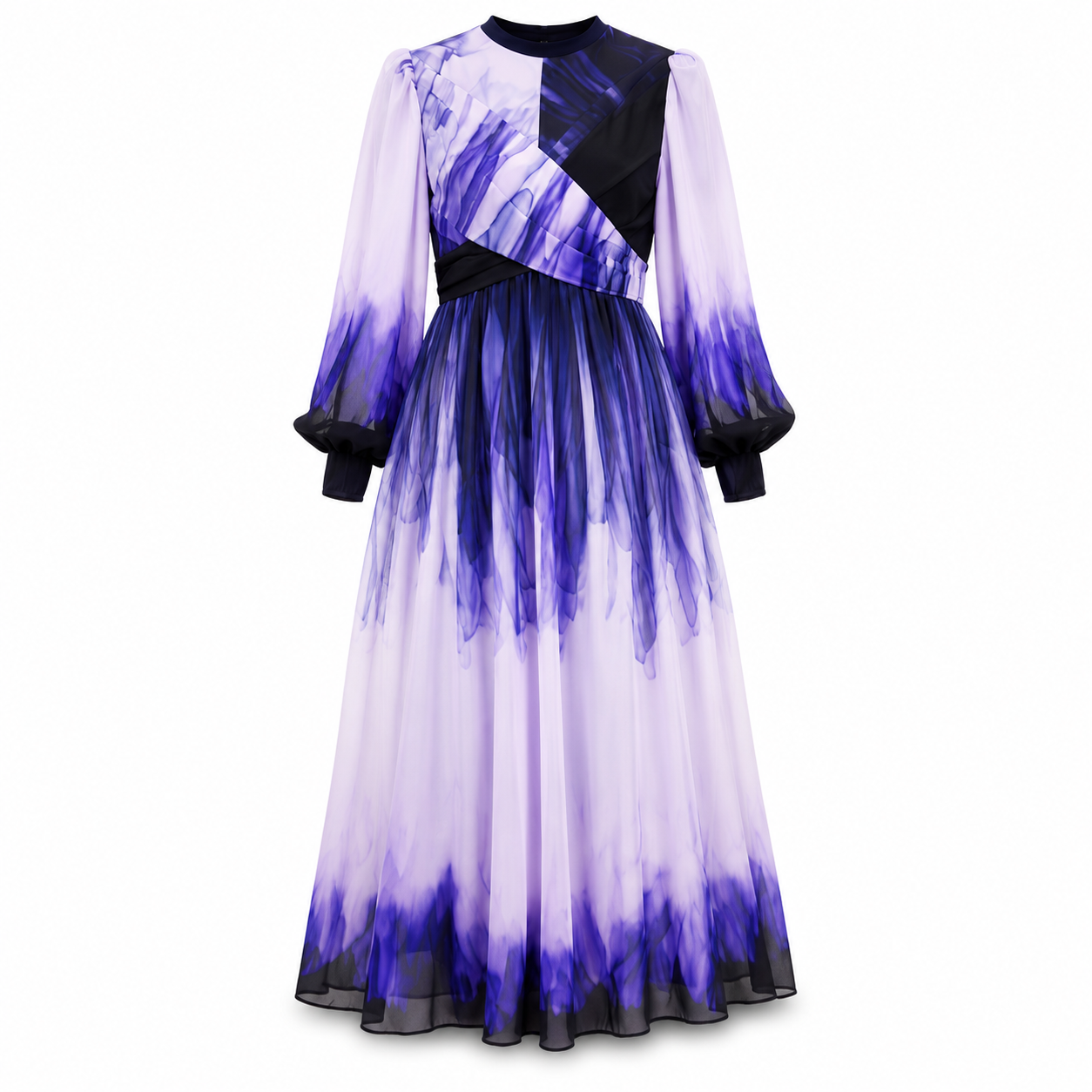 Purple Printed Chiffon Dress