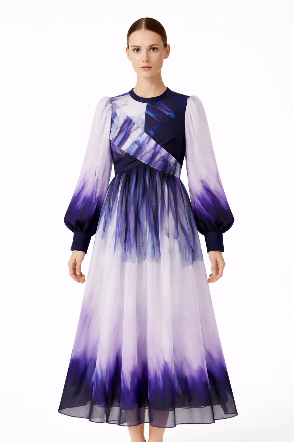 Purple Printed Chiffon Dress