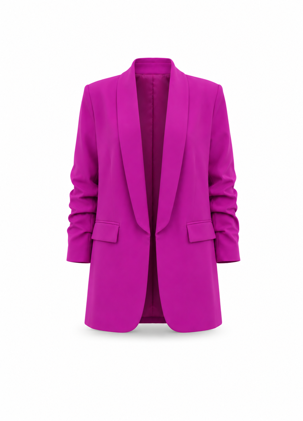 Fuchsia Rushed Sleeves Blazer