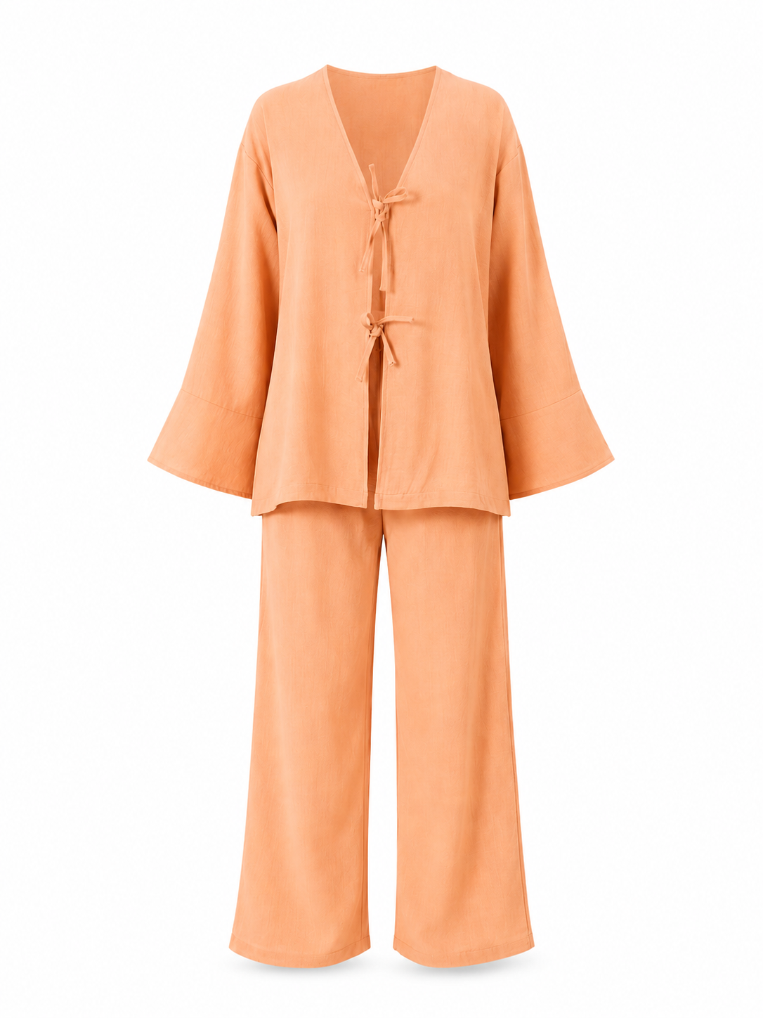 Beige Butterfly Linen Set