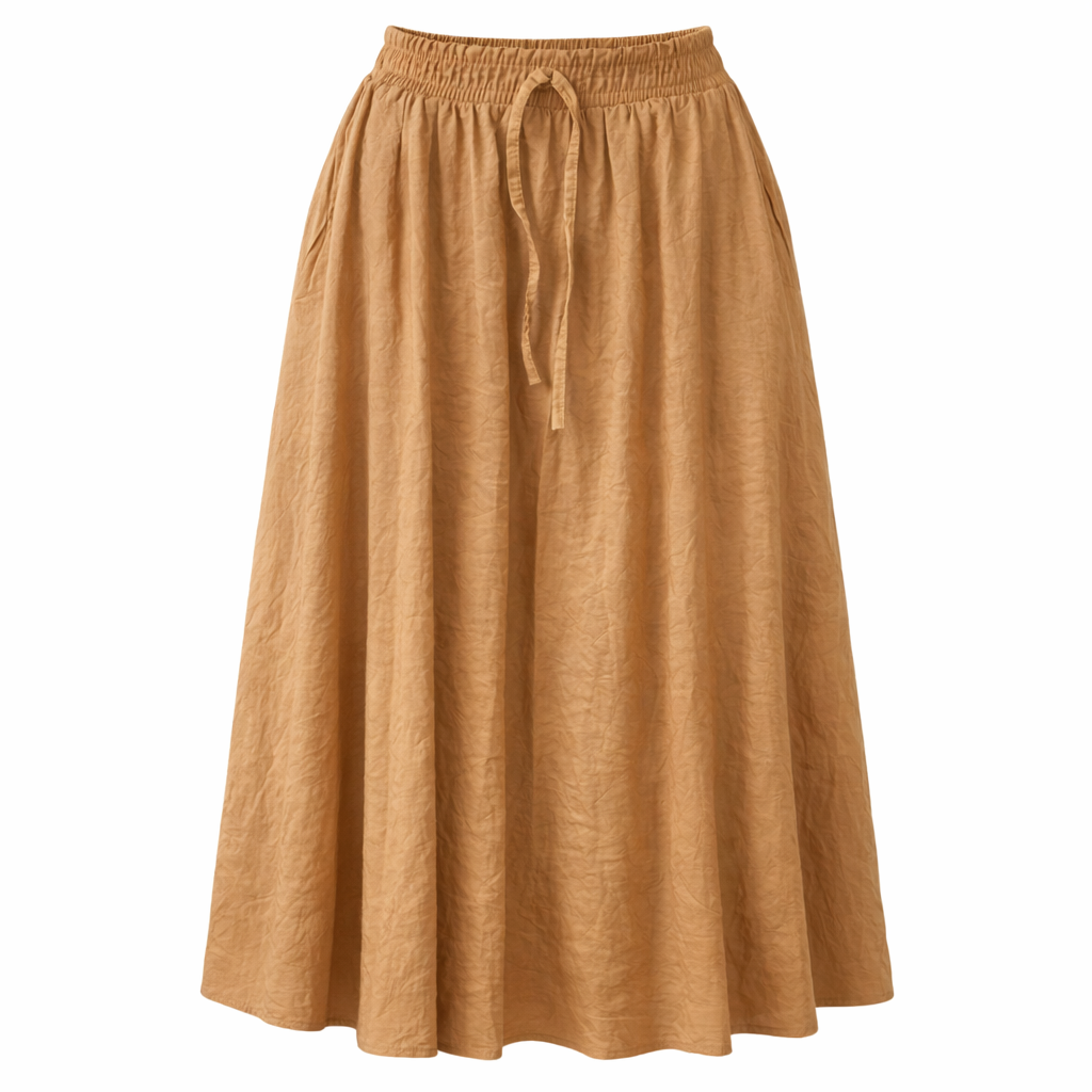 Camel Wrinkled Skirt