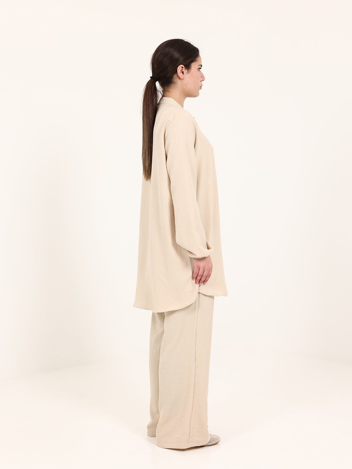 Beige Linen Cotton Set