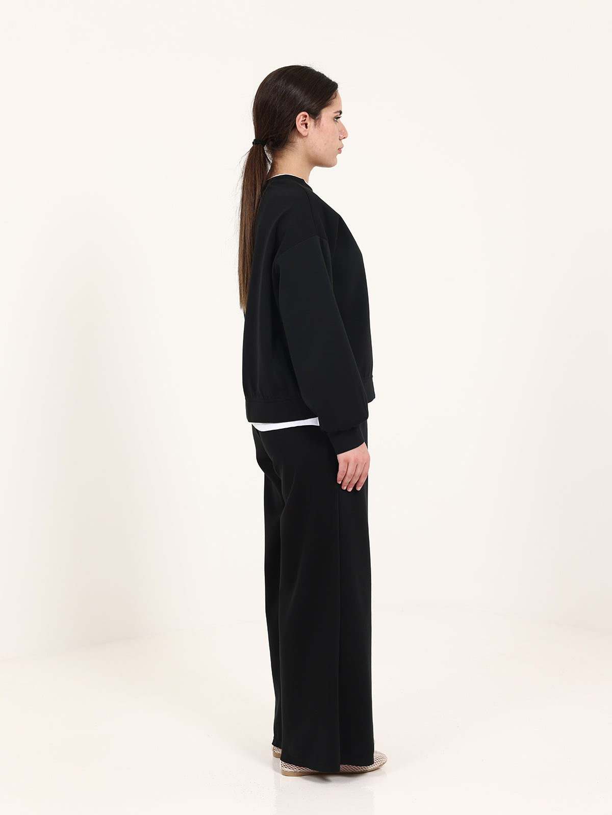 Black Cotton Plain Set with Extension
