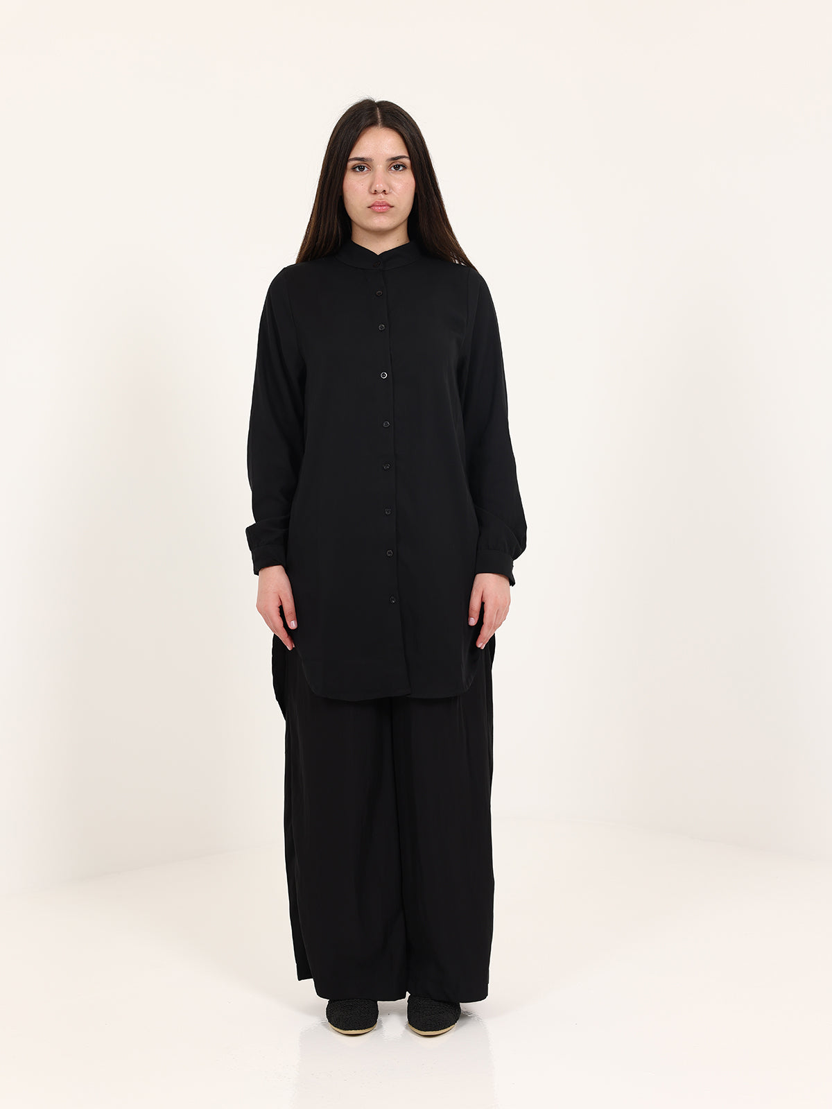 Black Modal Set with Chinese Collar