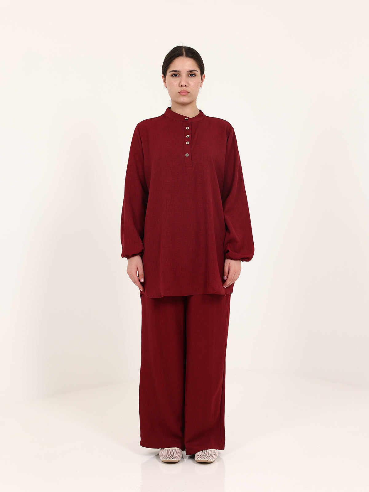Burgundy Linen Cotton Set