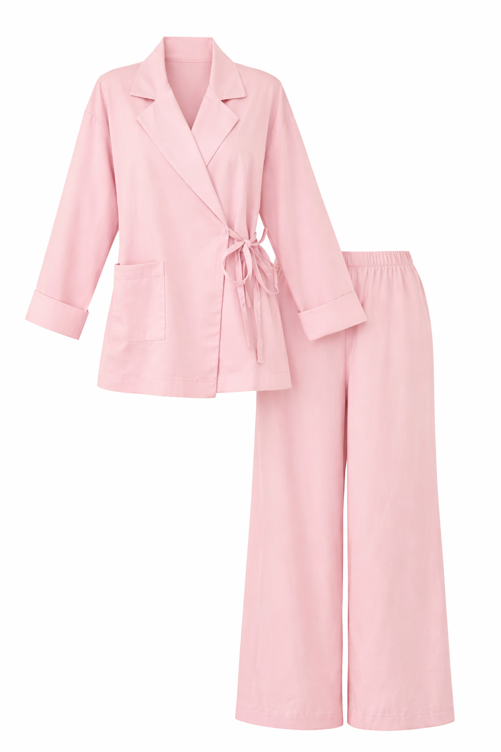 Pink Modal Blazer Wrap Style Set