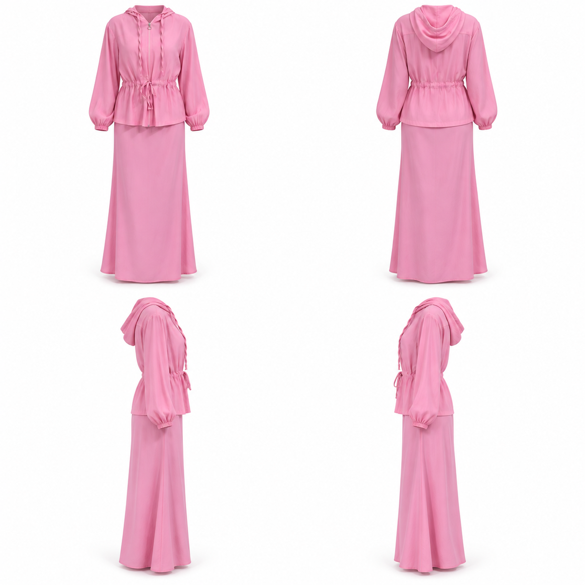 Pink Skirt Hoodie Set