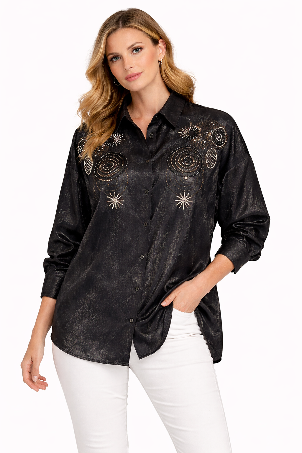 Black ELYNE SHIRT Beaded Embroidered