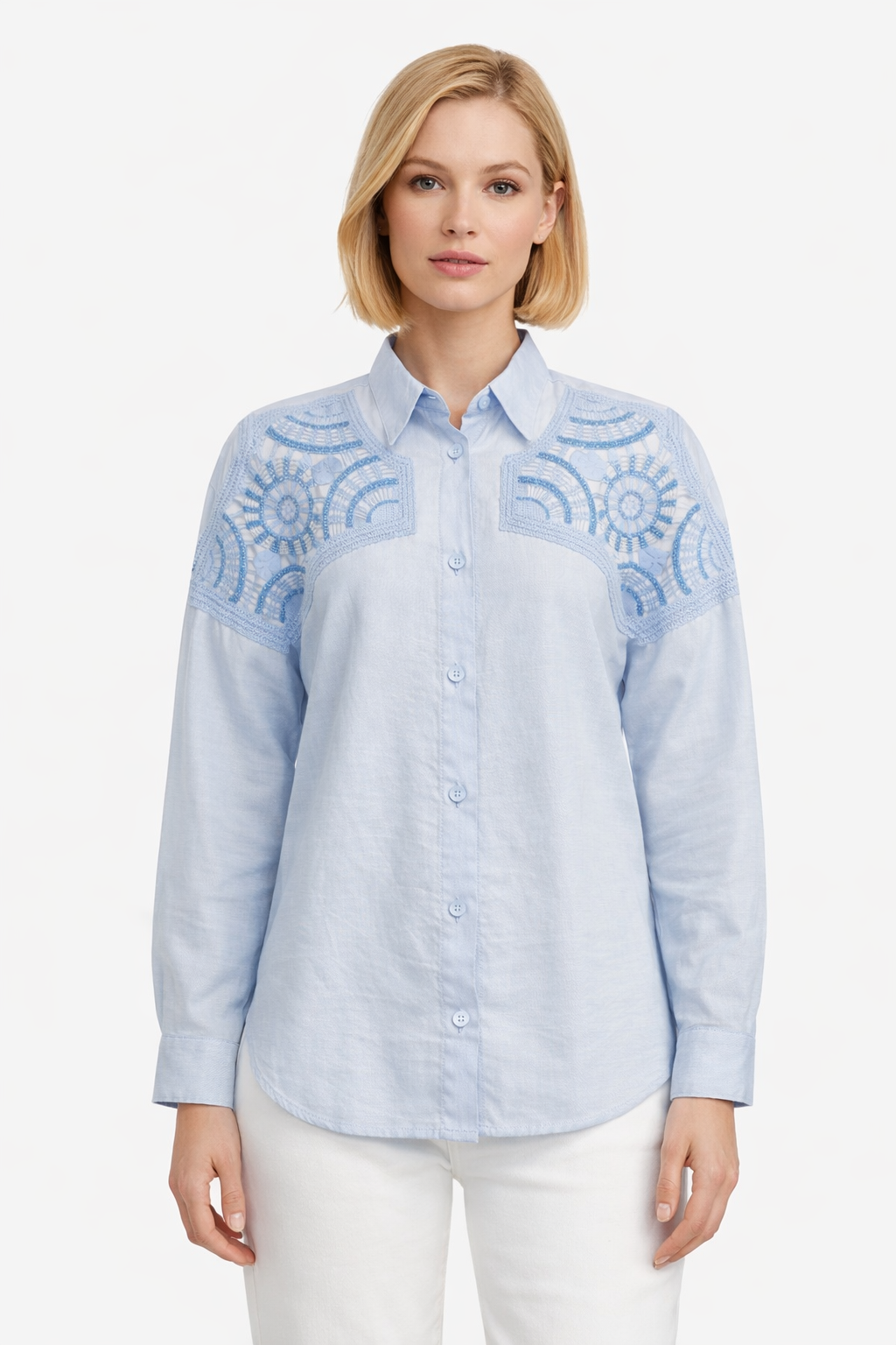 Baby Blue ELYNE SHIRT Embroidered