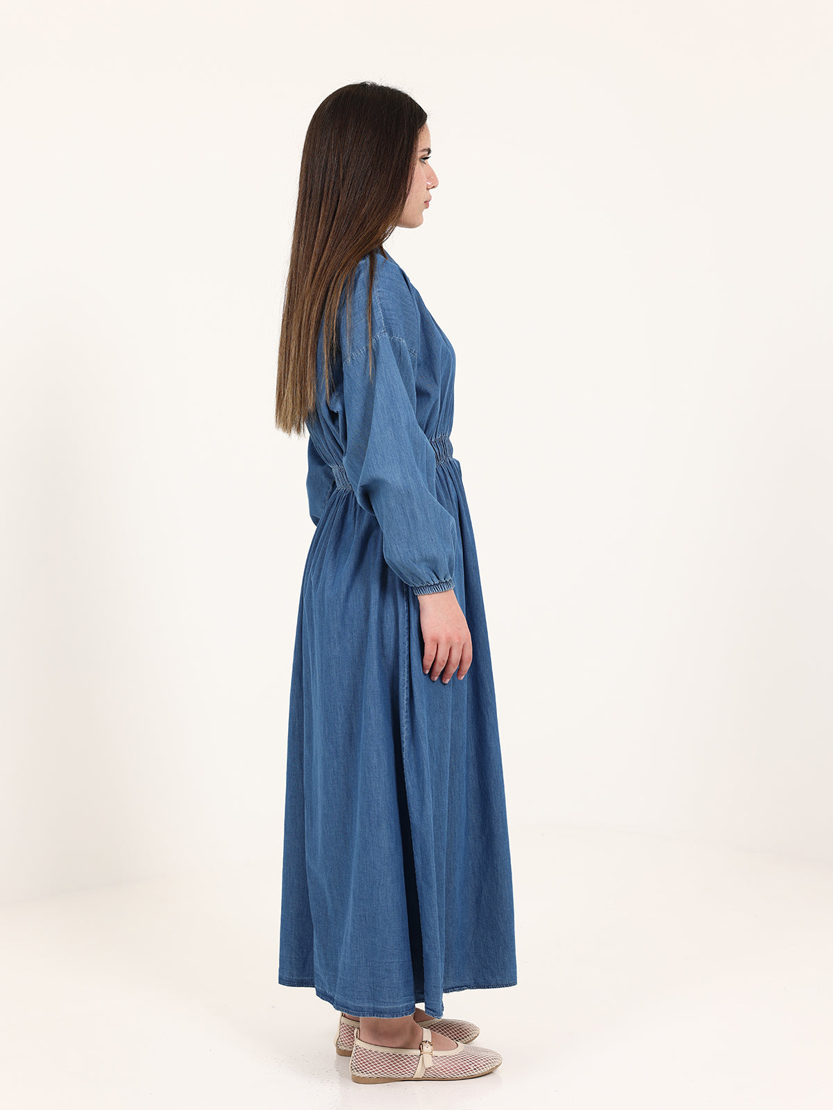 Dark Jeans Dress with Buttons