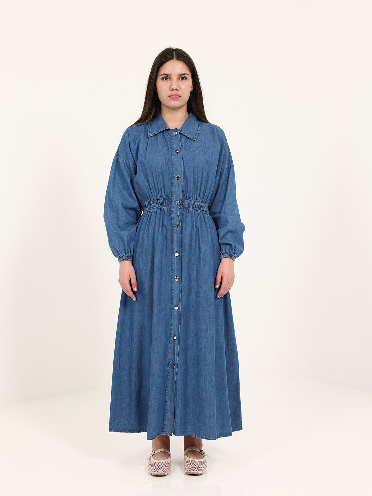 Dark Jeans Dress with Buttons