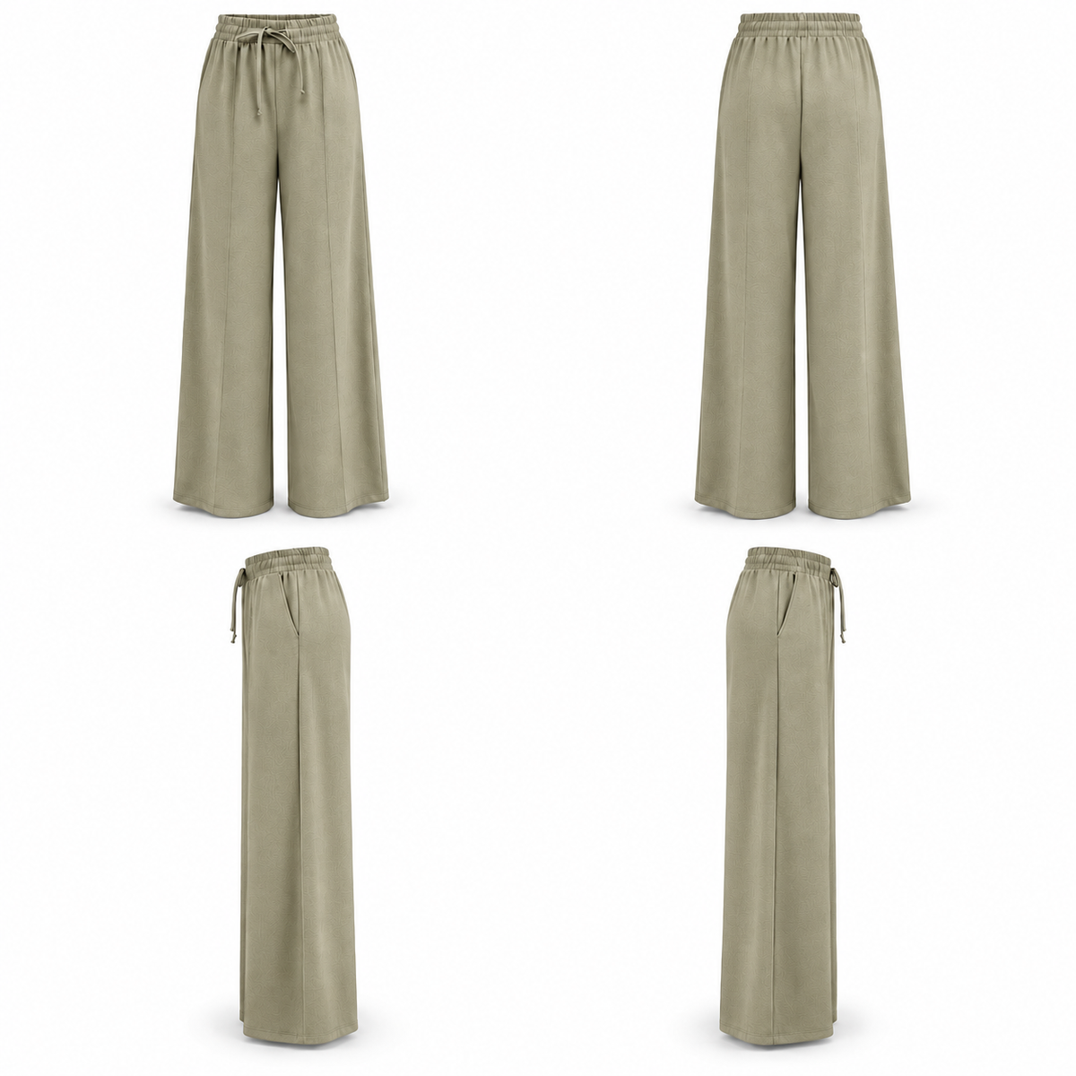 Dusty Olive Wide-Leg Drawstring Pants