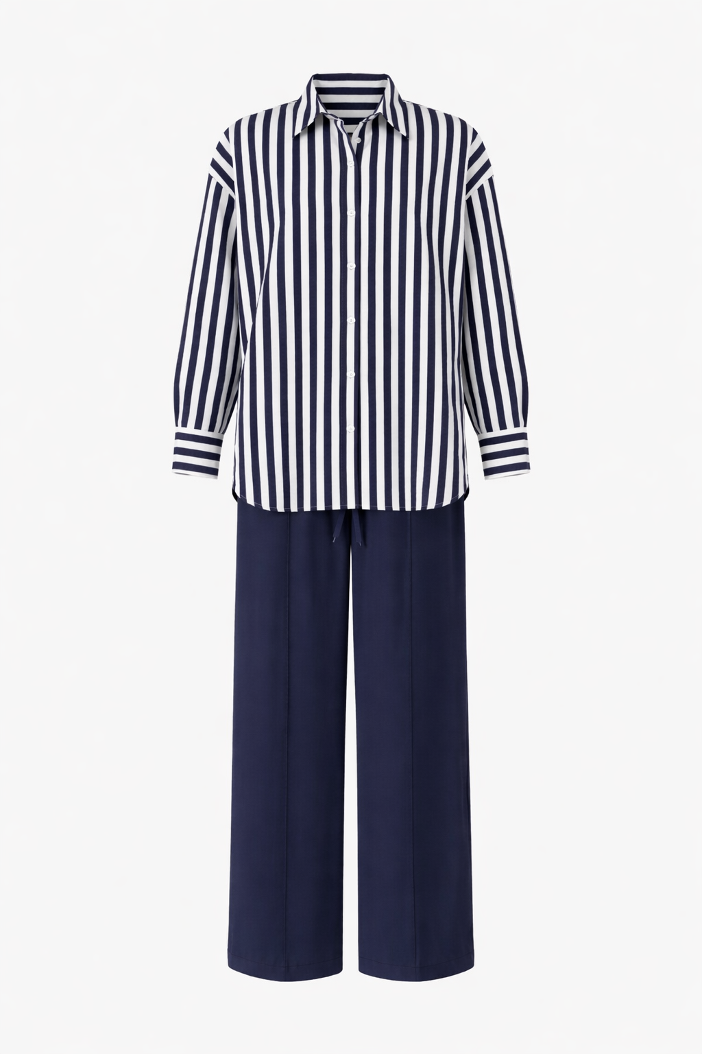 Blue Striped Shirt Set