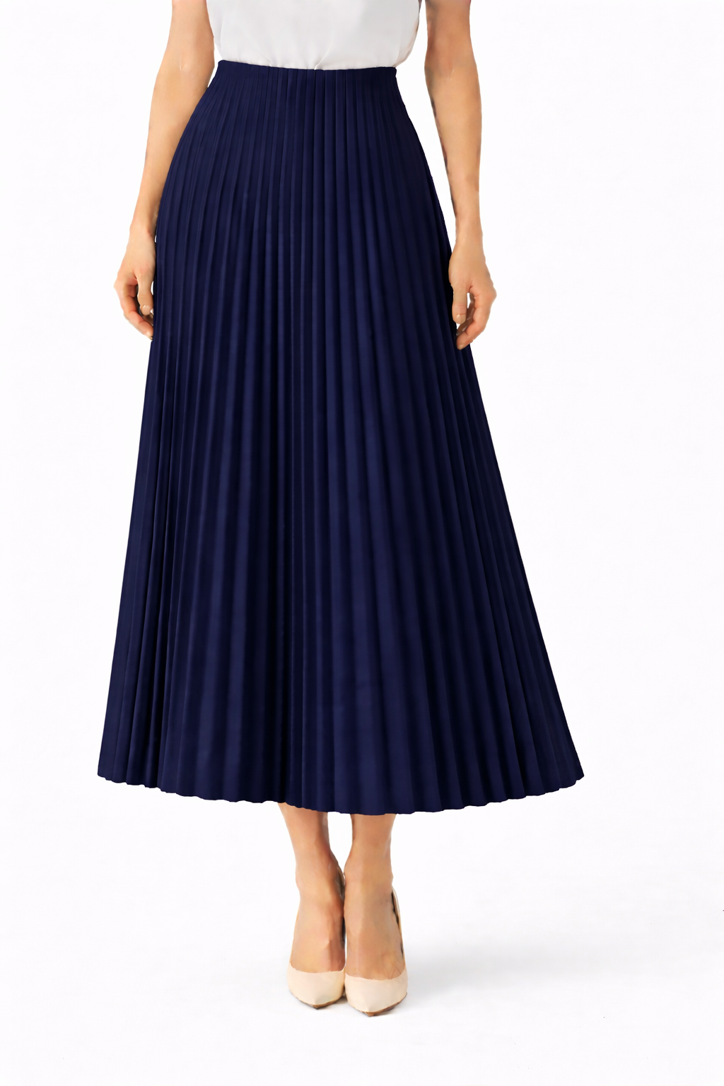 Navy Plisse Skirt