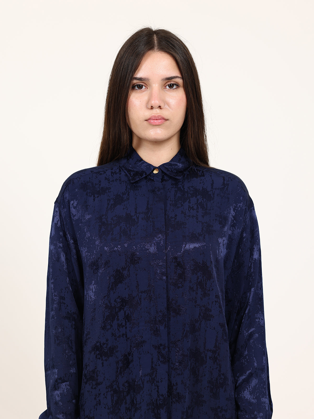 Navy Blue Jacquard Hidden Buttons Set