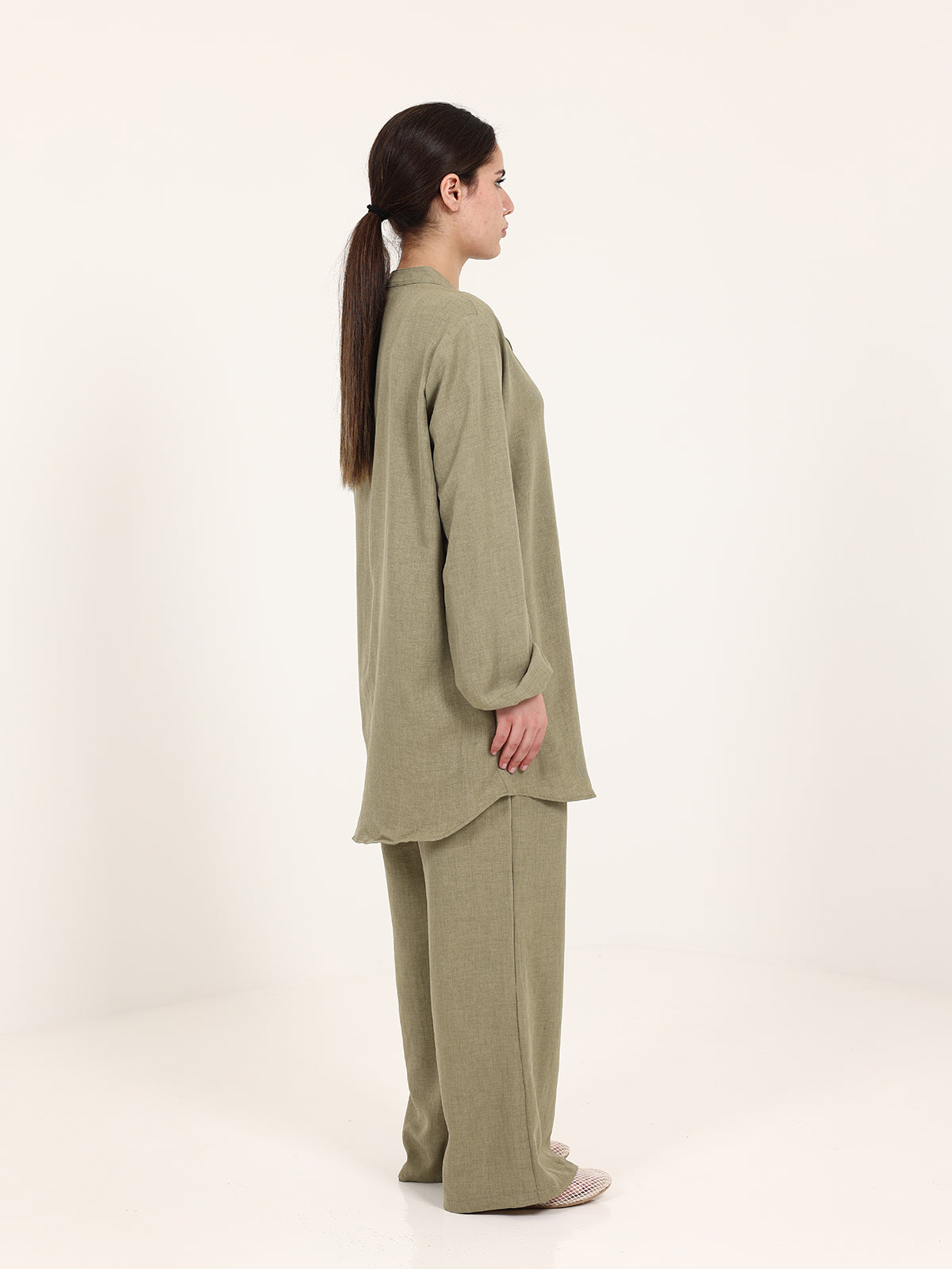 Olive Green Linen Cotton Set