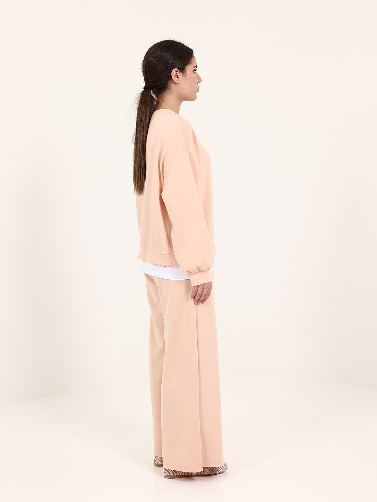 Salmon Pink Cotton Plain Set with Extension