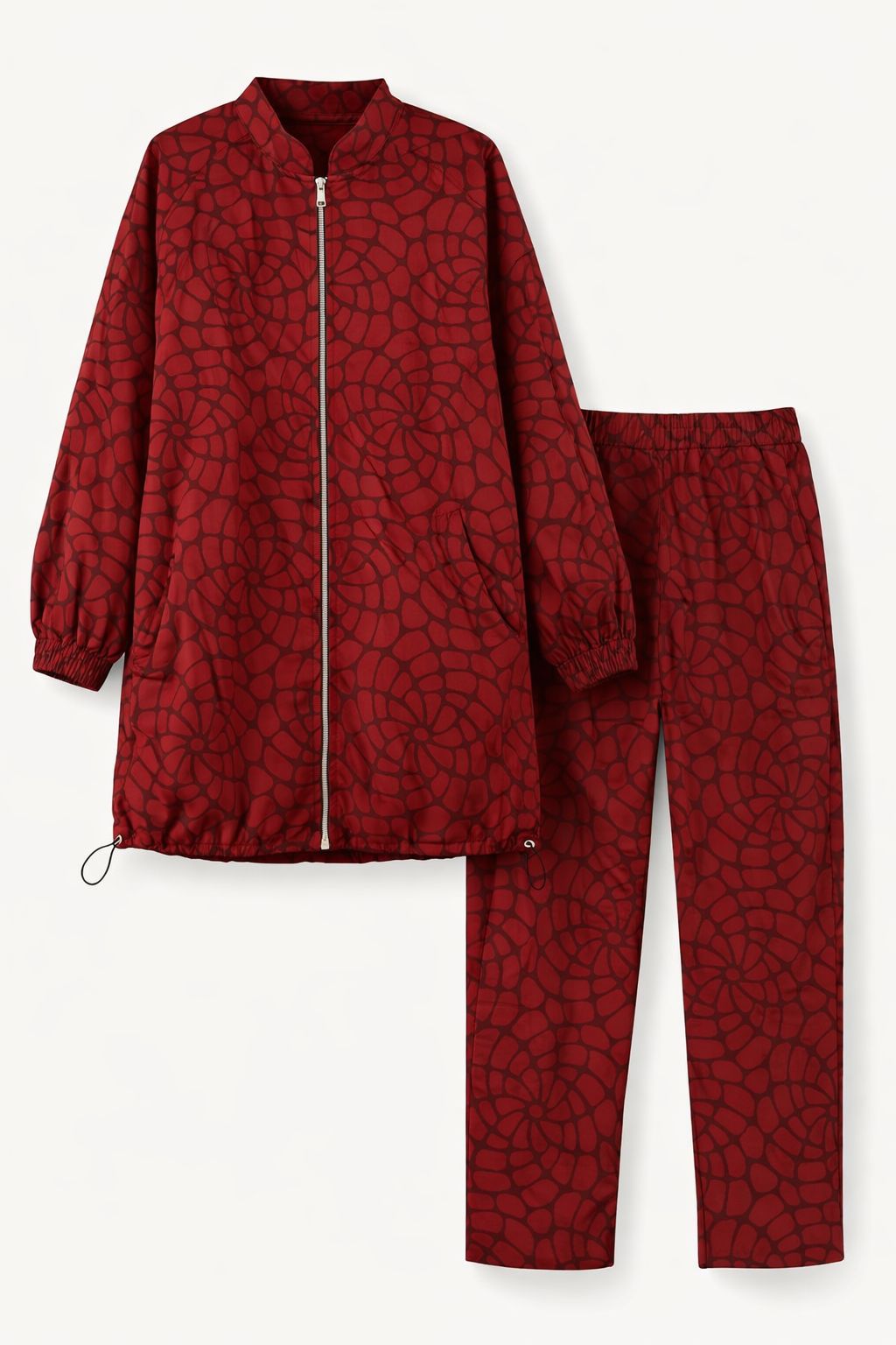 Bordeaux Leopard Print With Zipper Set