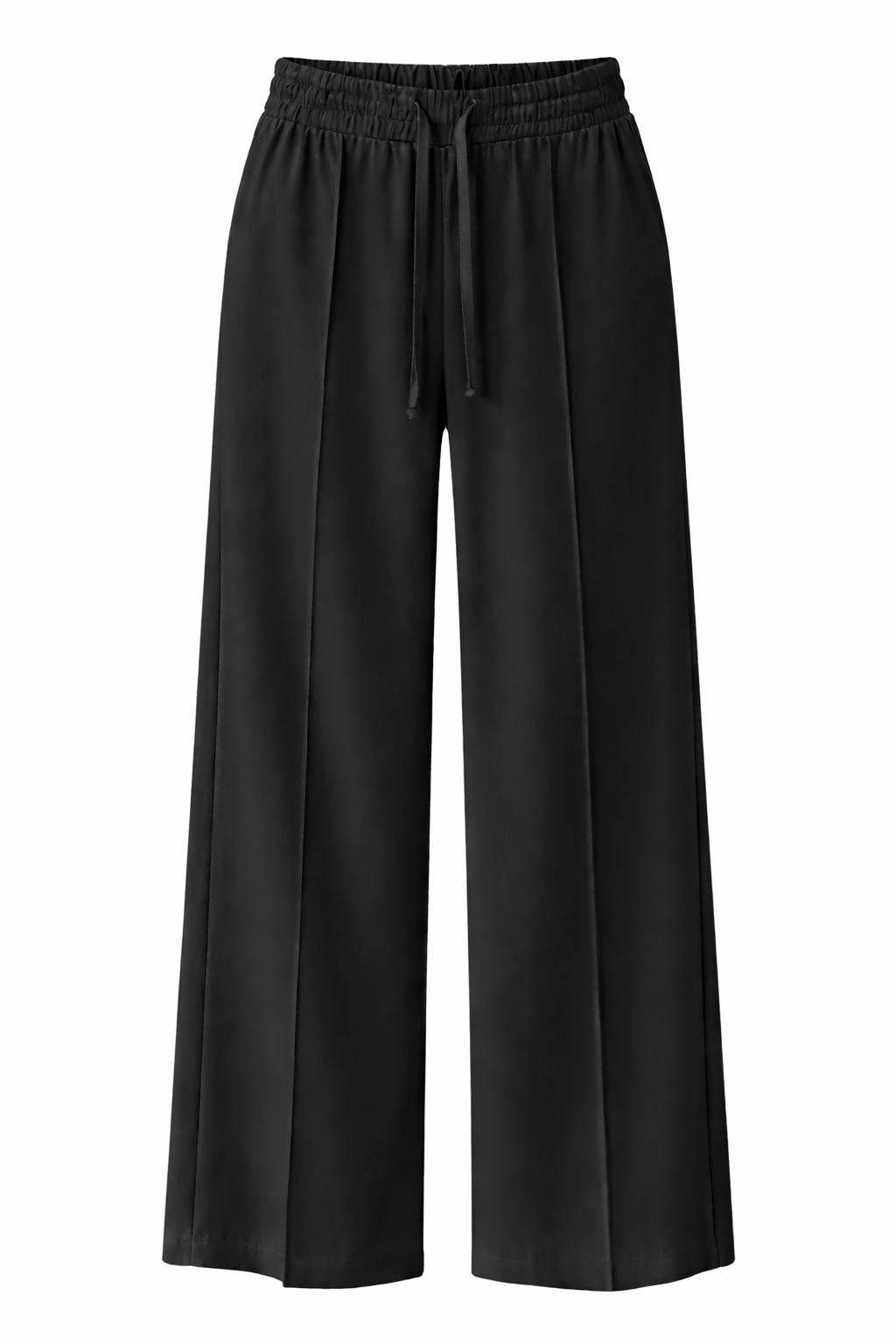 Black Wide-Leg Drawstring Pants