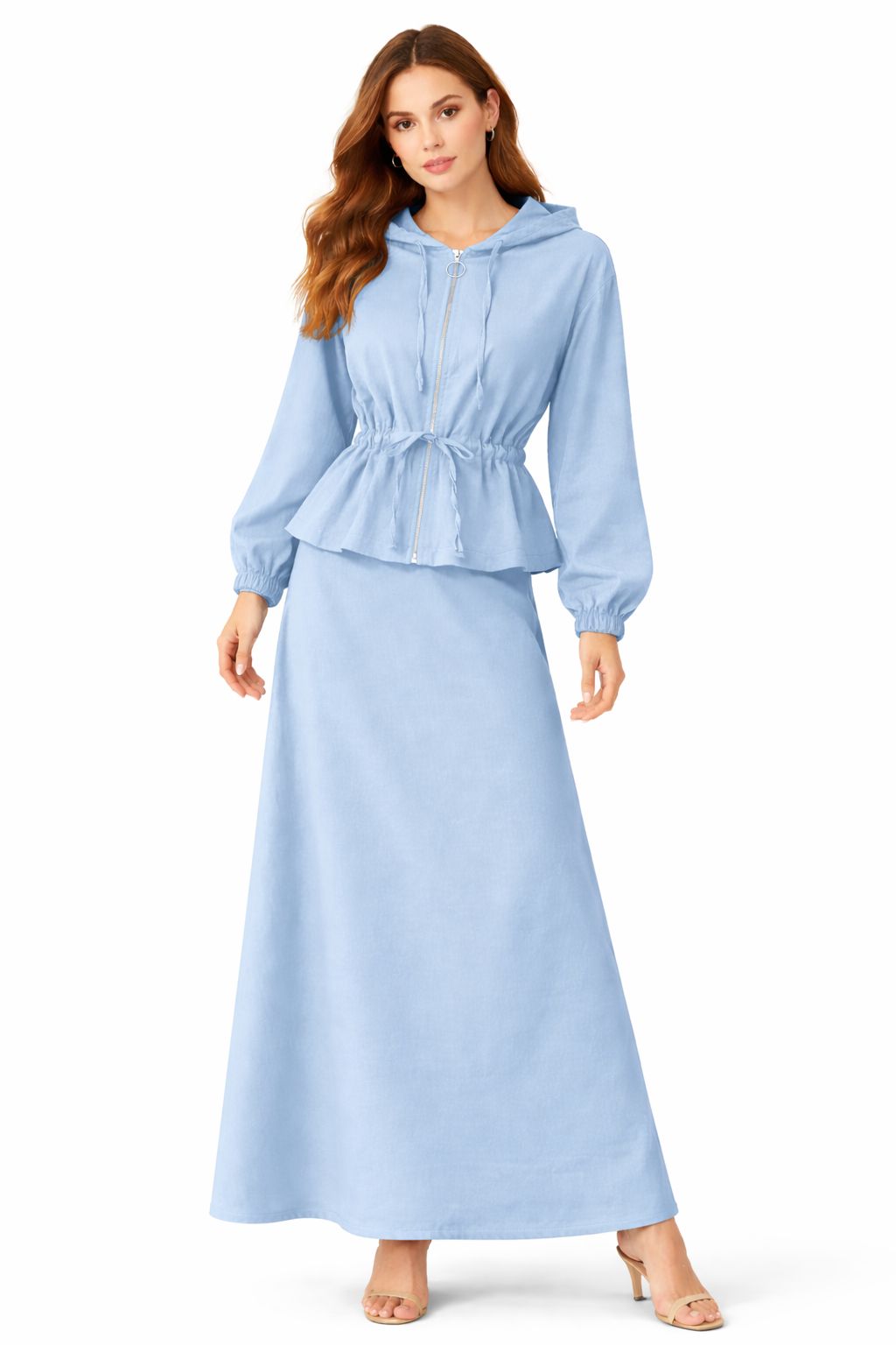 Baby Blue Skirt Hoodie Set