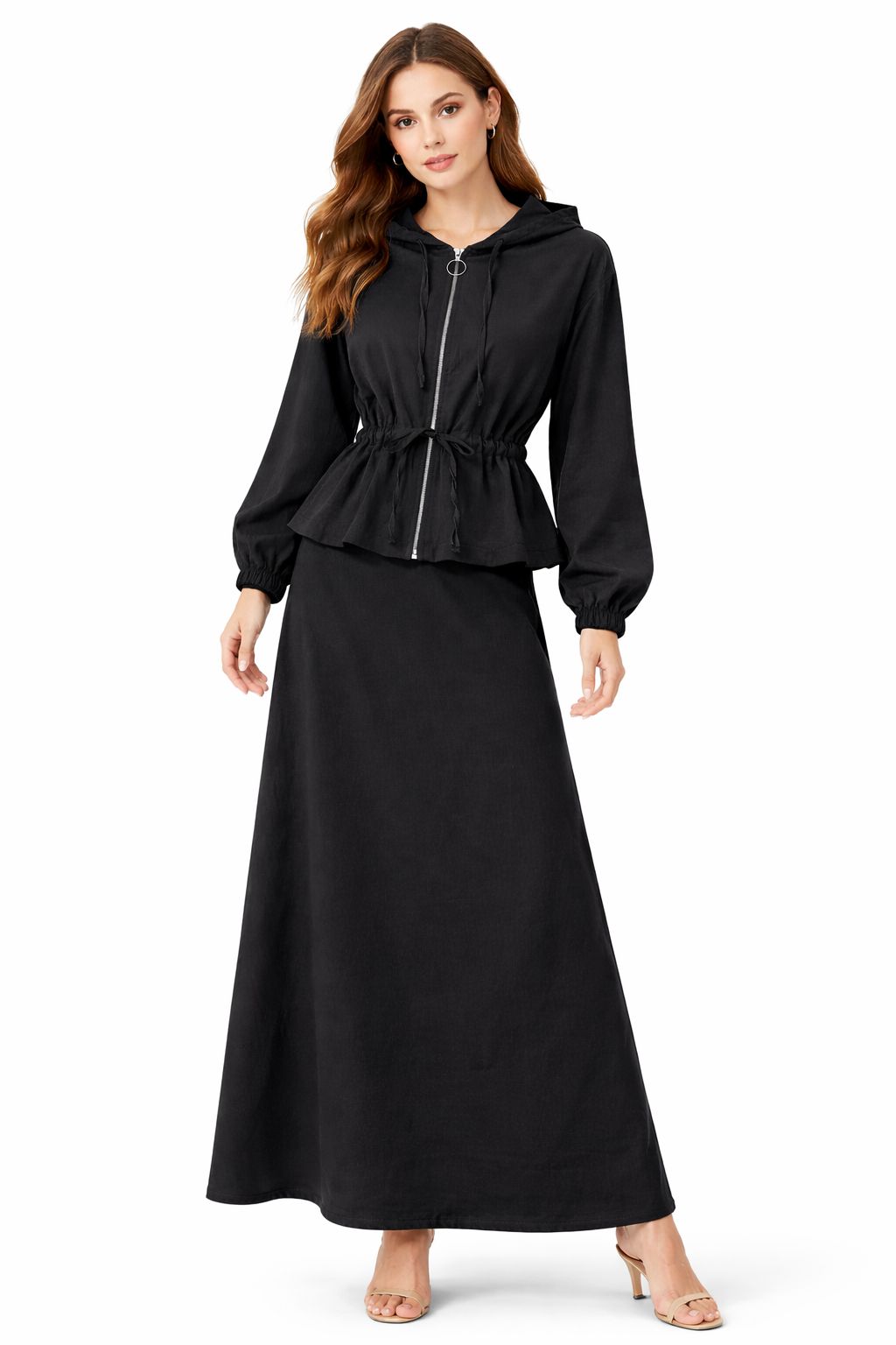 Black Skirt Hoodie Set