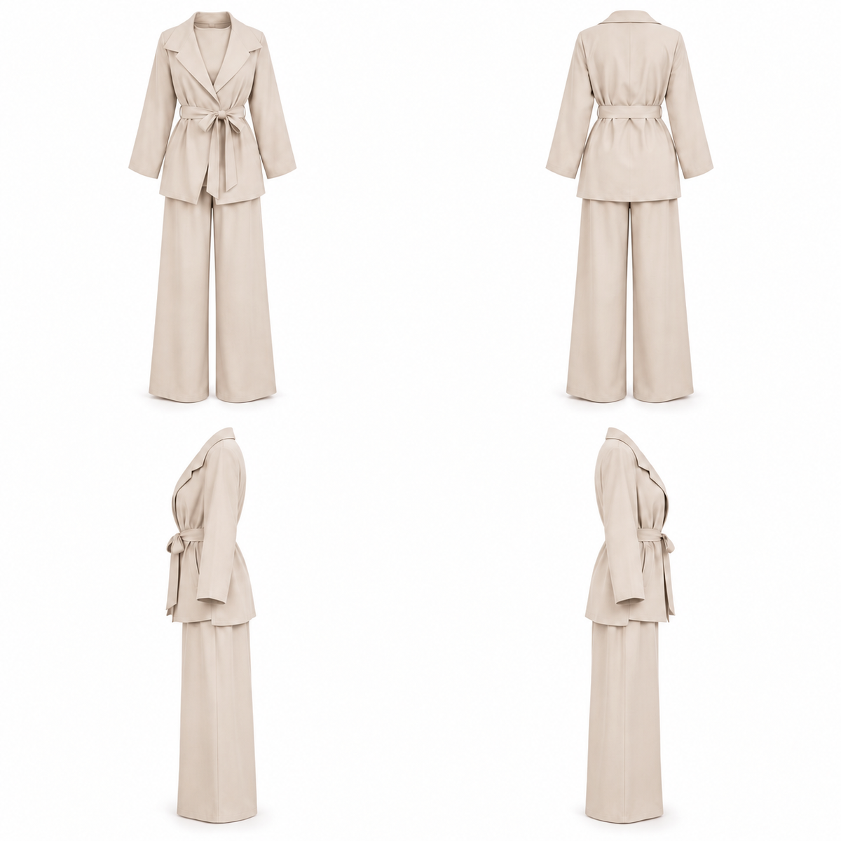 Greige Payette With Belt Set