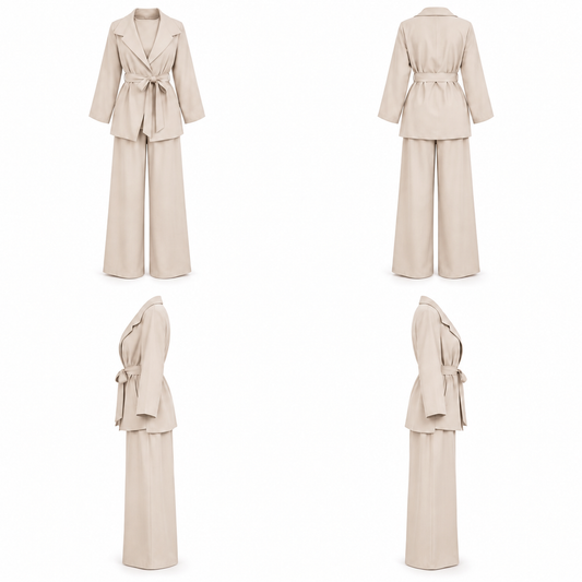 Greige Payette With Belt Set