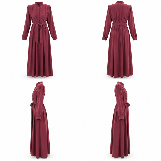 ELARA DRESS-Burgundy