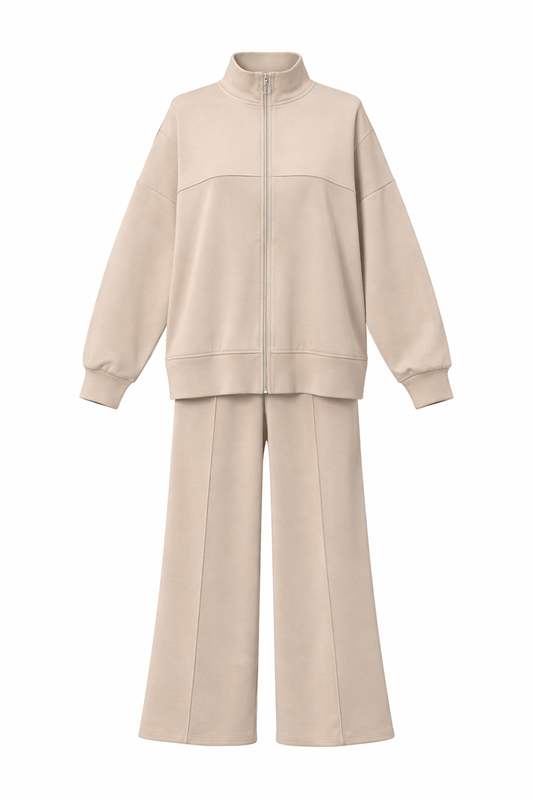 Beige Cotton With Zipper Set