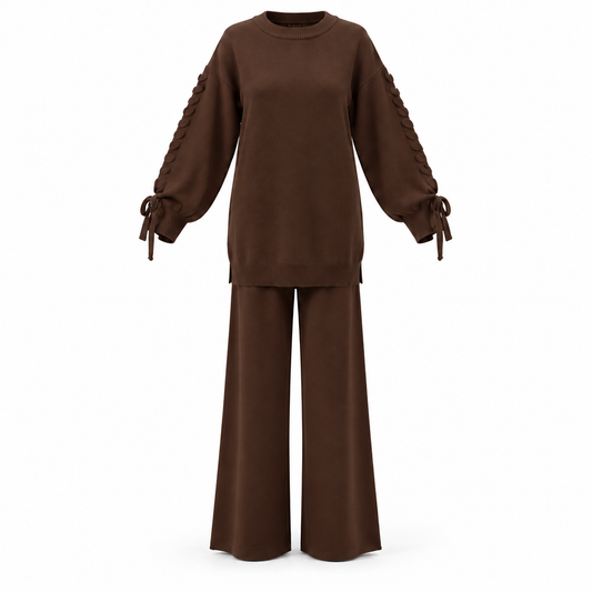 VELMIRA BROWN KNIT SET