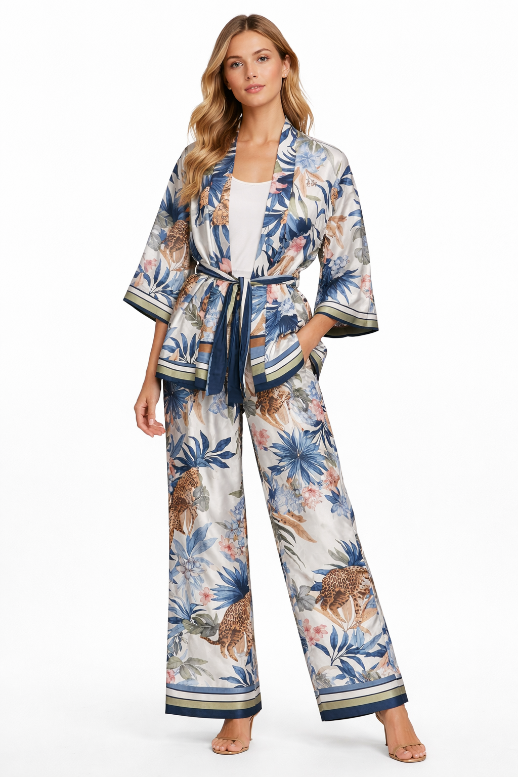 Navy Jungle Satin Set