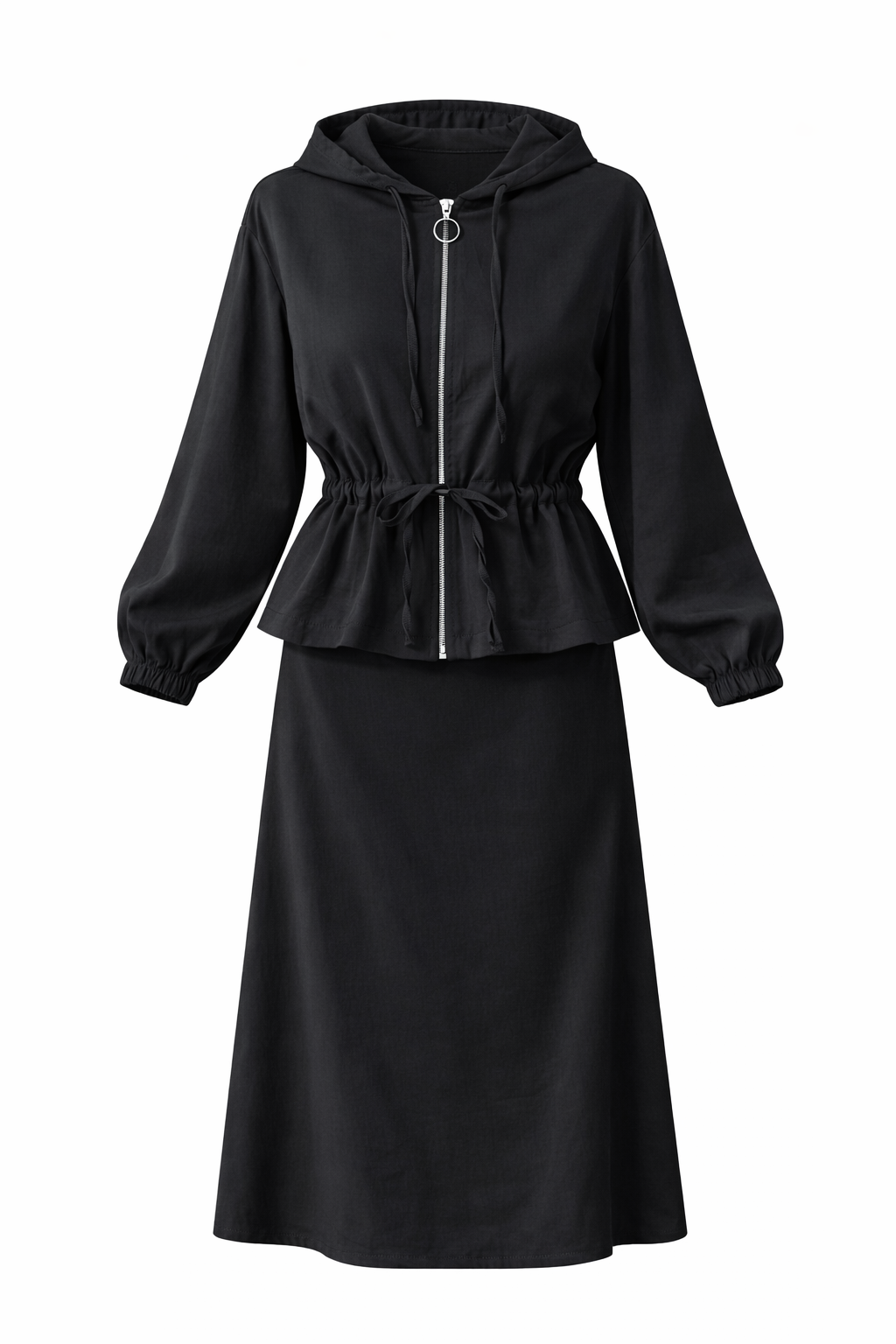 Black Skirt Hoodie Set
