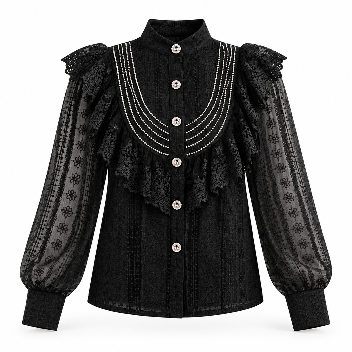 ROSELLE LACE SHIRT BLACK