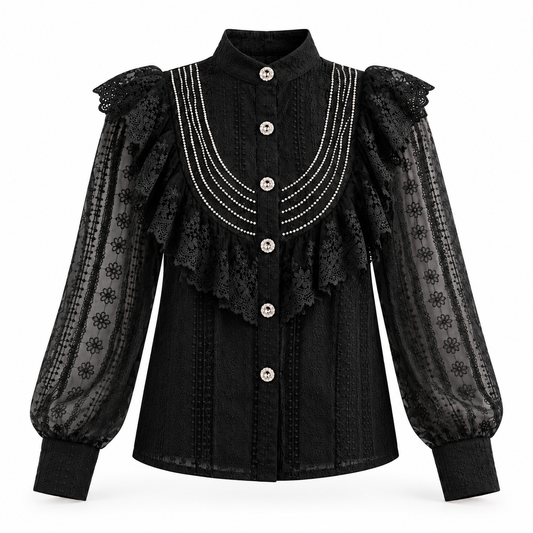 ROSELLE LACE SHIRT BLACK