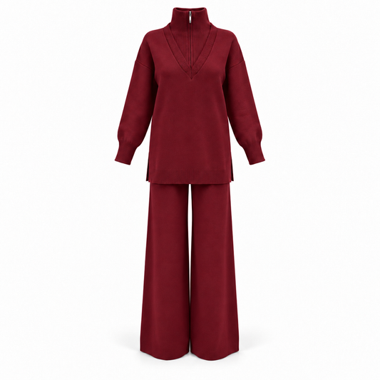 Vellora Knit Burgandy Set