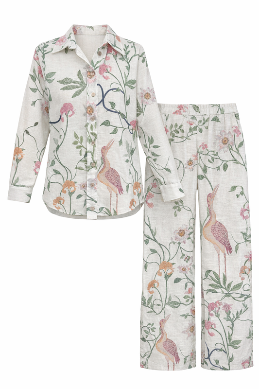 White Floral Linen set