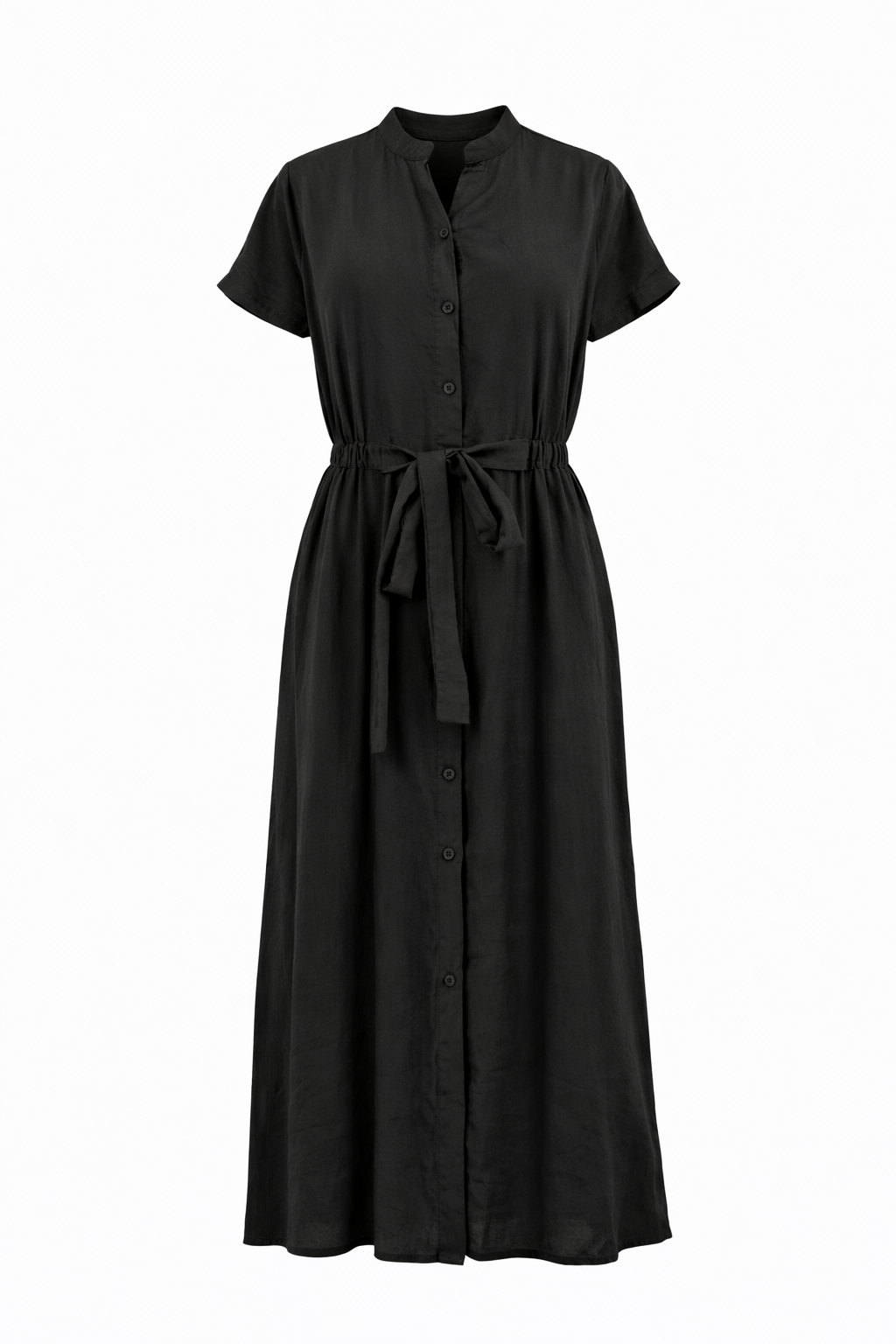 Black Modal Long Vest with Elastic Waist