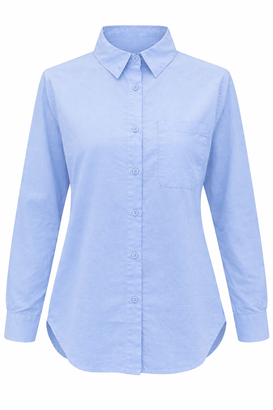 Baby Blue Basic Shirt With One Pocket