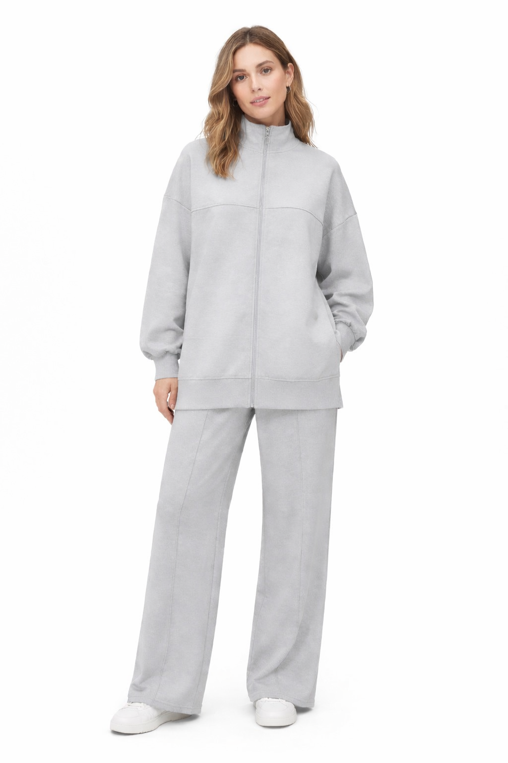 Light Grey Cotton With Zipper Set
