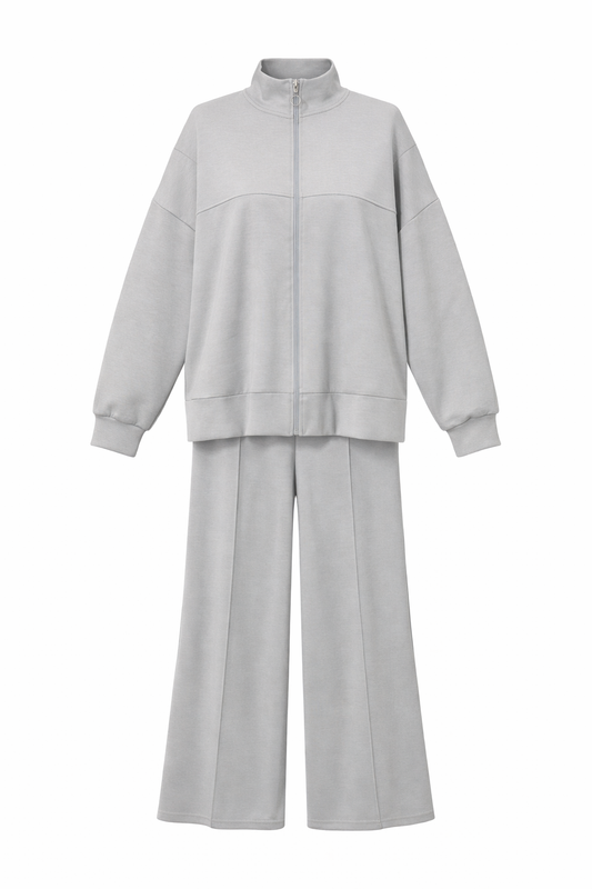 Light Grey Cotton With Zipper Set