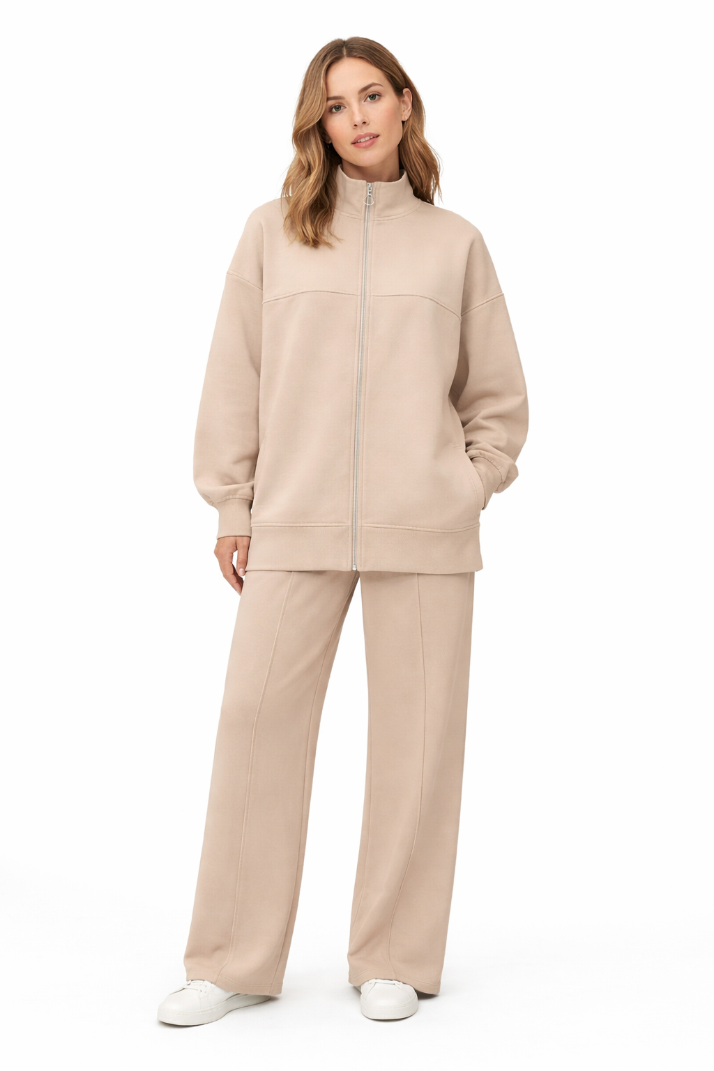Beige Cotton With Zipper Set