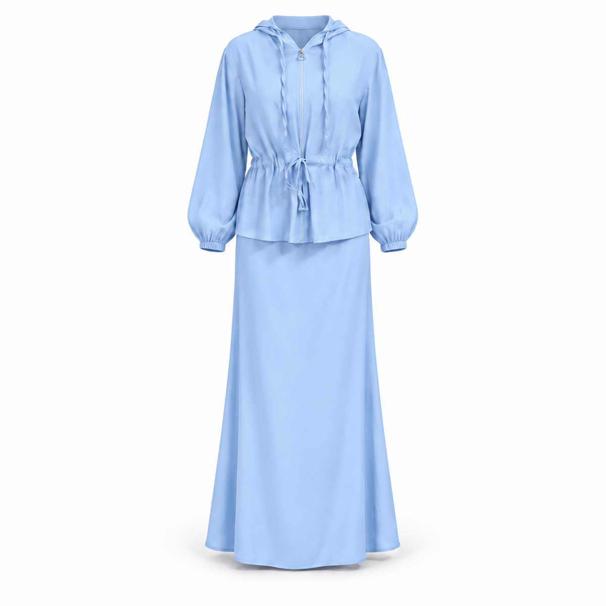 Baby Blue Skirt Hoodie Set
