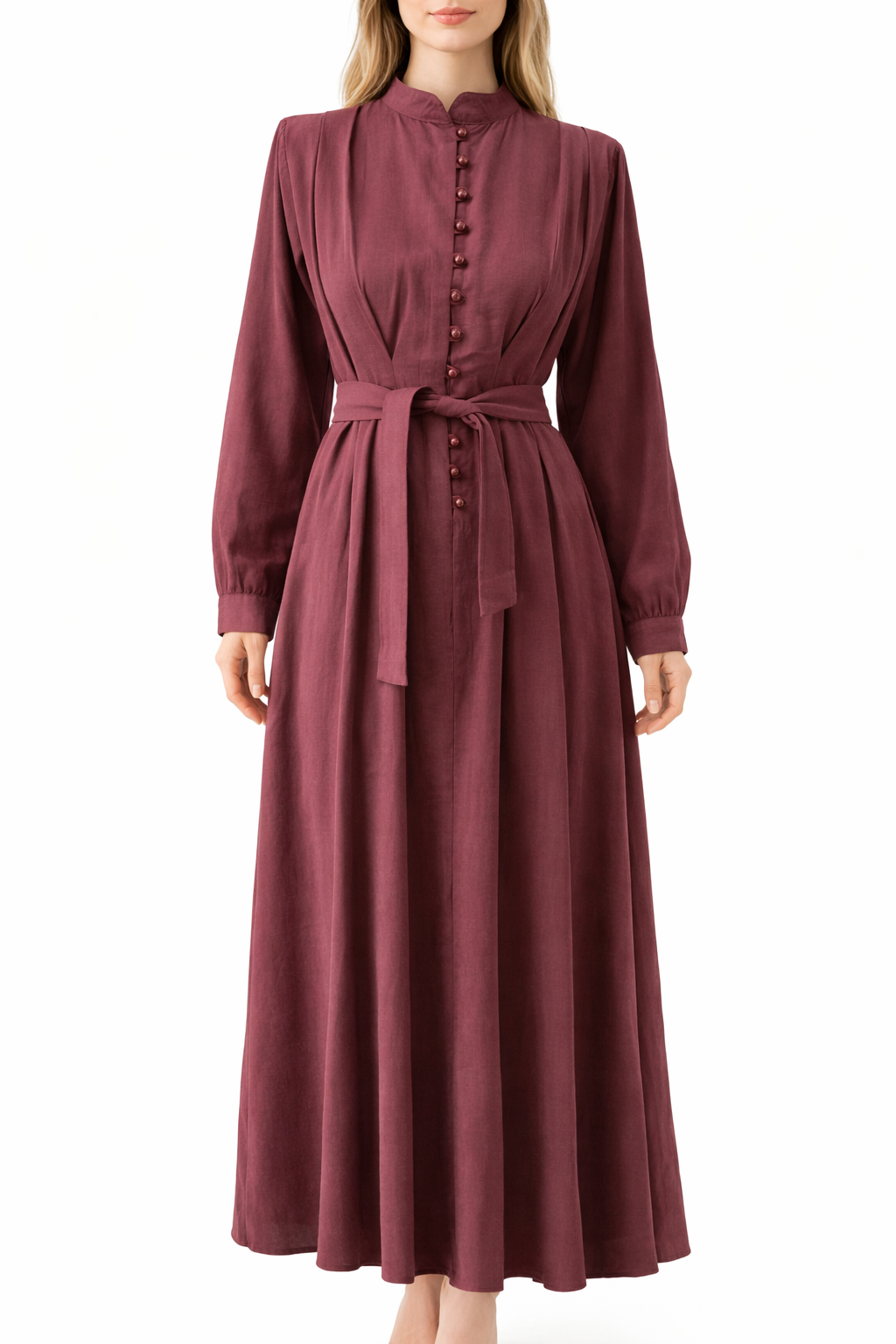 ELARA DRESS-Burgundy