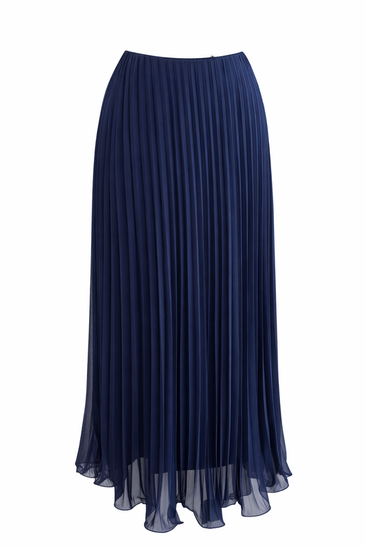 Navy Blue Twirl Plisse Skirt