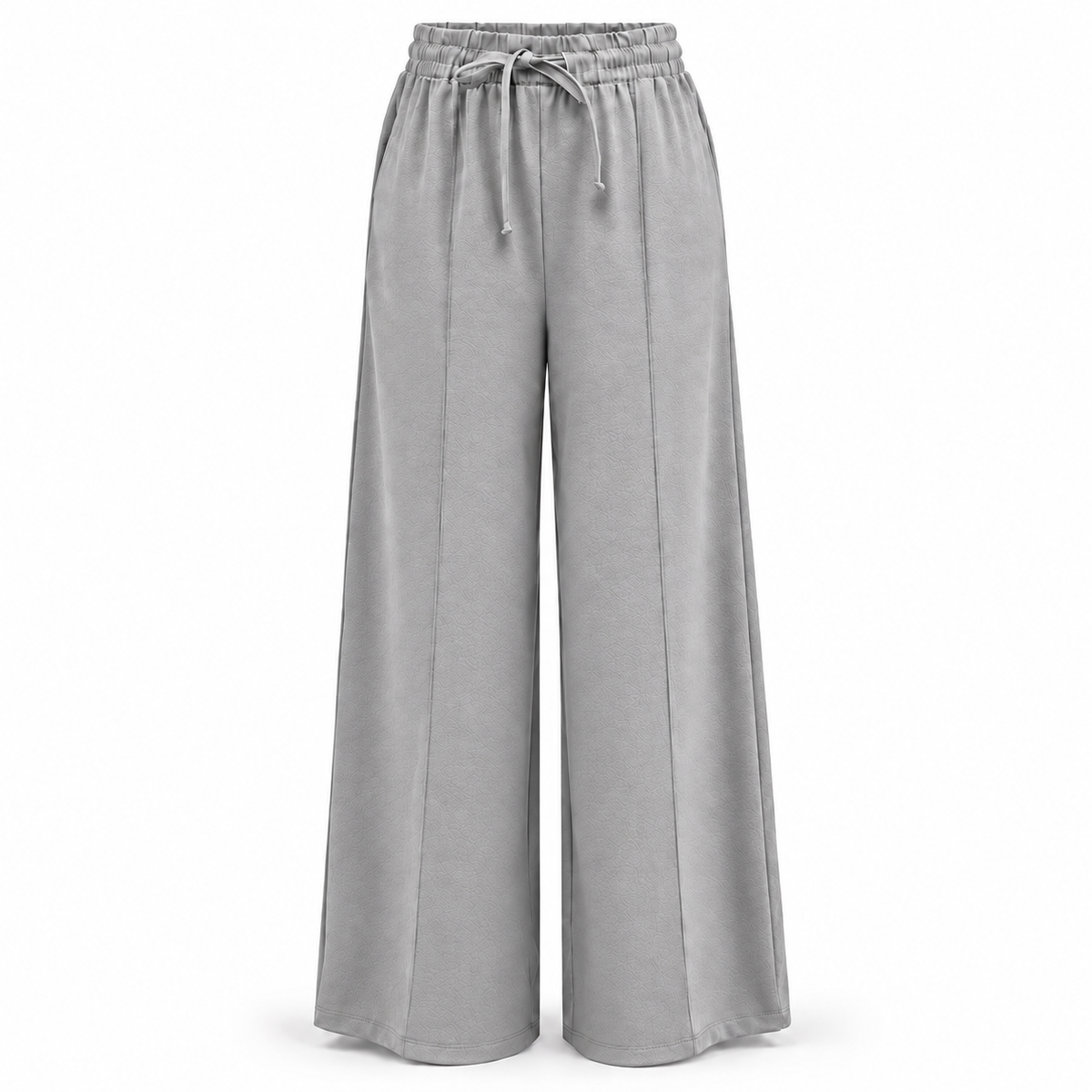 Light Grey Wide-Leg Drawstring Pants