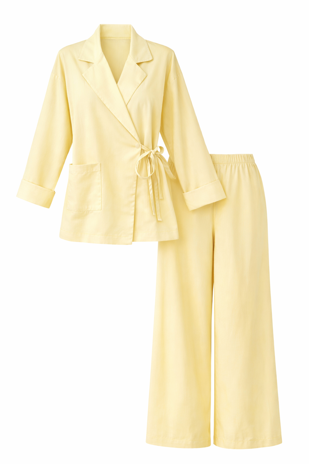 Yellow Modal Blazer Wrap Style Set