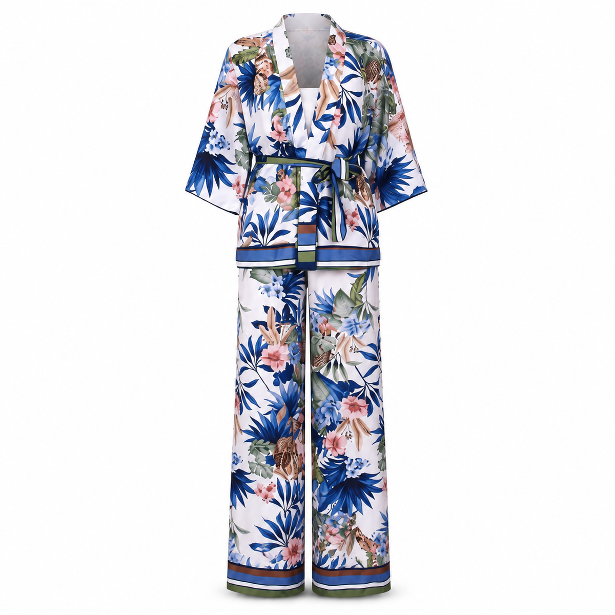 Navy Jungle Satin Set